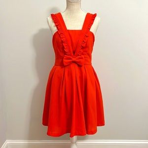 Minuet Red Bow Sleeveless Ruffle Dress